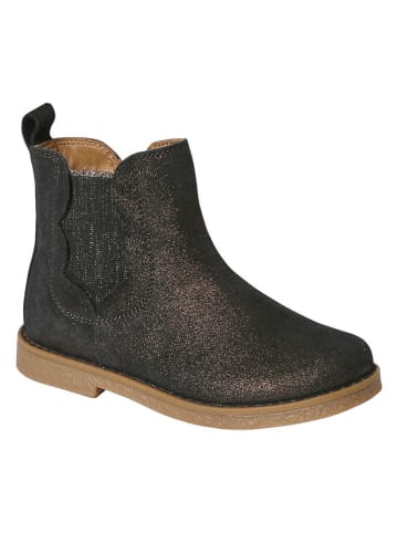 vertbaudet Leren chelseaboots antraciet/goudkleurig
