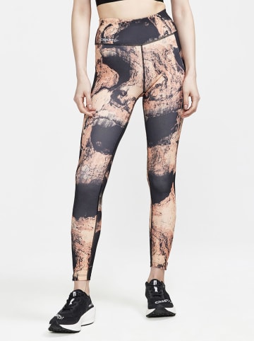 Craft Legginsy "ADV Essence" w kolorze jasnobrązowo-czarnym do biegania