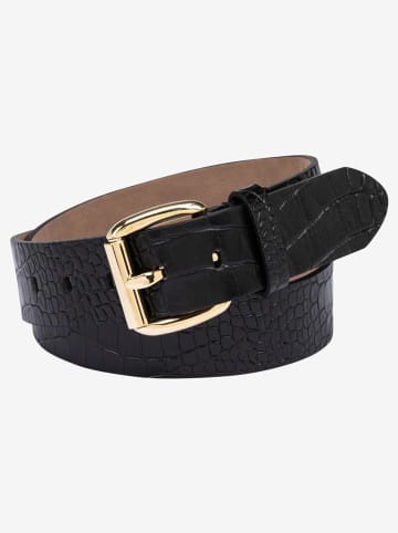 More & More Leren riem zwart/goudkleurig