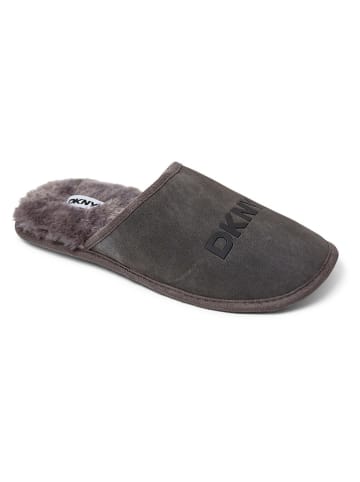 DKNY Leder-Hausschuhe in Grau