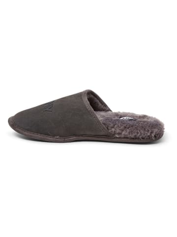 DKNY Skórzane kapcie w kolorze szarym