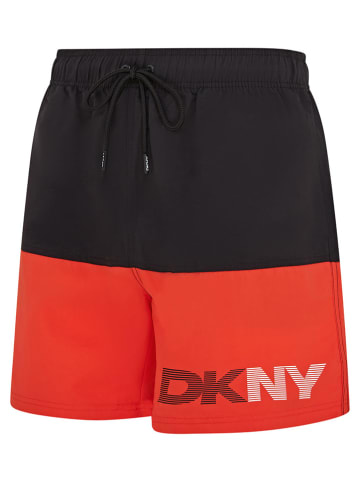 DKNY Badeshorts in Schwarz/ Rot