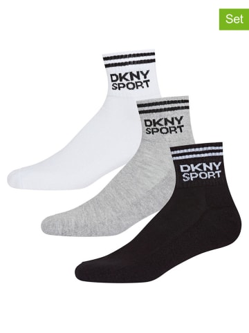 DKNY Skarpety (3 pary) w kolorze biało-czarno-szarym