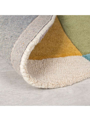 Flair Rugs Wollen tapijt "Glow" geel/turquoise/grijs