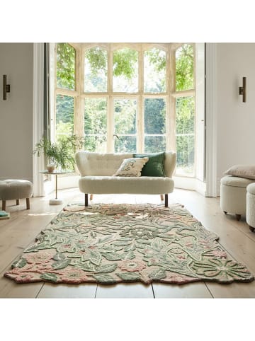 Flair Rugs Wollen tapijt "Bryony" crème/groen