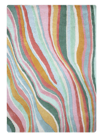 Flair Rugs Woll-Teppich "Abstract Flow" in Pink/ Grün