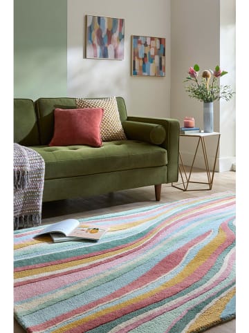 Flair Rugs Woll-Teppich "Abstract Flow" in Pink/ Grün