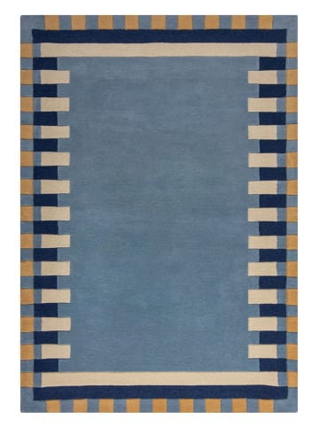 Flair Rugs Wollen tapijt "Lois Scallop" blauw/geel