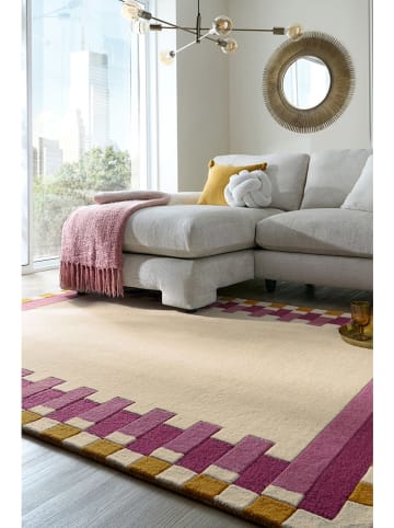 Flair Rugs Wollen tapijt "Lois Scallop" crème/roze