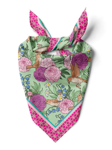 Lucky Bees Tuch in Pink/ Grün - (L)55 x (B)55 cm