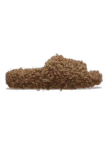 Crocs Pantoletten "Classic Doodle Fur Slide" in Hellbraun