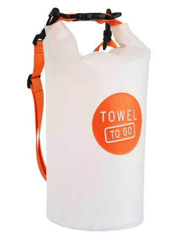 Towel to Go 2tlg. Set: Hamamtuch & Tasche in Dunkelblau/ Weiß/ Orange