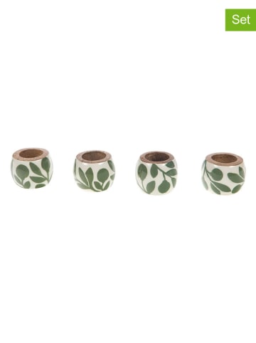Amadeus 4er-Set: Serviettenringe ''Olivia'' in Creme/ Grün - (H)4 x Ø 5 cm