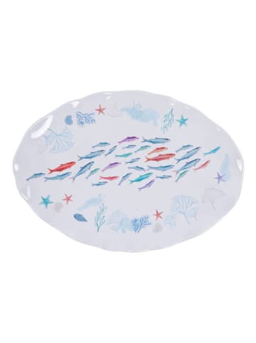 Amadeus Servierplatte ''Isao'' in Weiß/ Hellblau - (L)40 x (B)30 cm