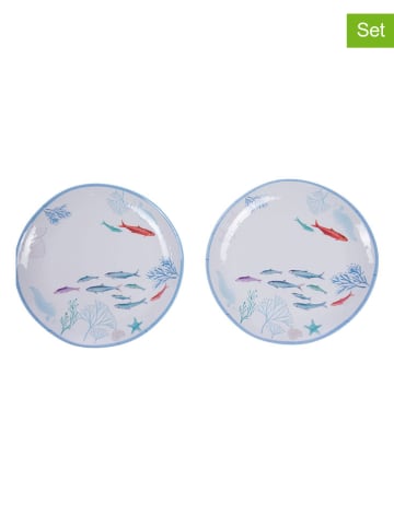 Amadeus 2er-Set: Speiseteller ''Isao'' in Weiß/ Blau - Ø 28 cm