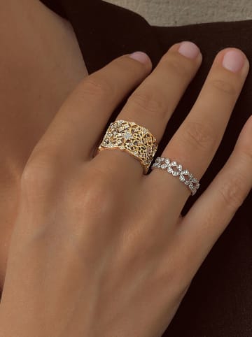 Les Petites Précieuses Vergulde ring met edelstenen