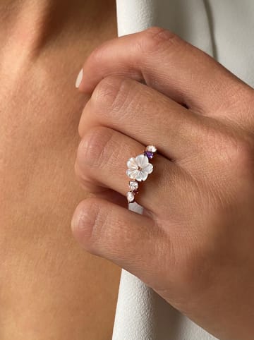 Les Petites Précieuses Rosévergold. Ring mit Edelsteinen und Perlmutt