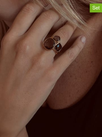 Les Petites Précieuses 3er-Set: Vergold. Ringe mit Edelsteinen
