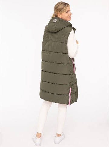 Zwillingsherz Doorgestikte bodywarmer "Smile" kaki