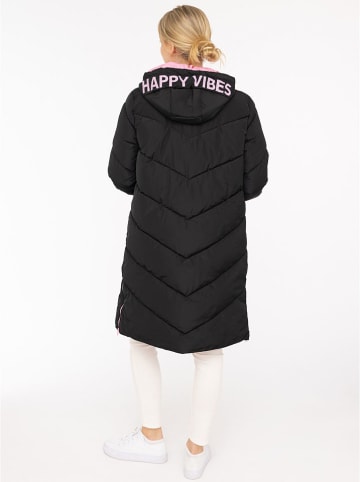 Zwillingsherz Doorgestikte mantel "Happy Vibes" zwart