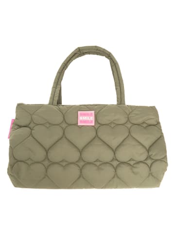 Zwillingsherz Shopper "Smile" in Khaki - (B)50 x (H)29 cm