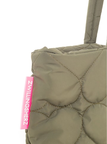 Zwillingsherz Shopper "Smile" in Khaki - (B)50 x (H)29 cm