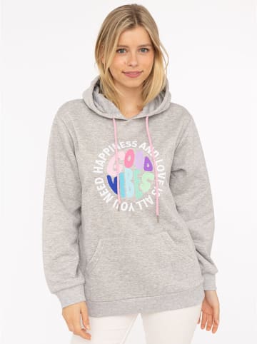 Zwillingsherz Hoodie "Happiness and Love" in Grau