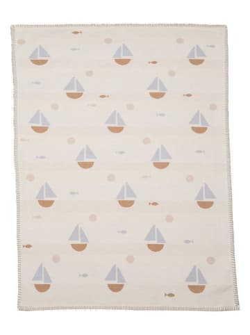 David Fussenegger Decke "Lena - Segelboote" in Beige/ Hellbraun/ Hellblau