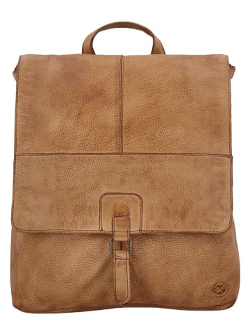 HIDE & STITCHES Leder-Rucksack in Hellbraun - (B)29 cm x (H)34 cm x (T)8 cm