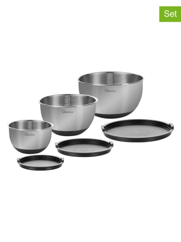 EaZzzy 3er-Set: Edelstahl-Rührschüsseln in Silber/ Schwarz