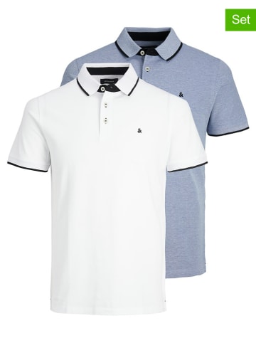 Jack & Jones 2er-Set: Poloshirts "Jjpaulos" in Weiß/ Hellblau