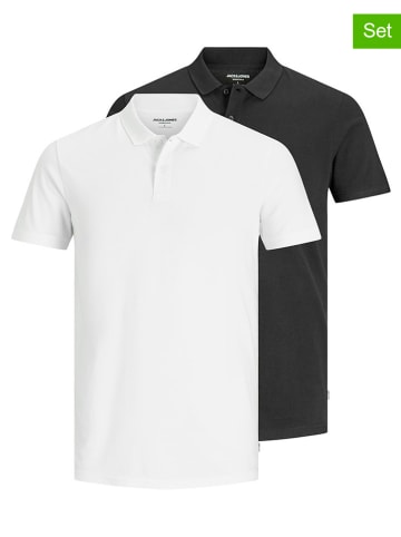 Jack & Jones 2er-Set: Poloshirts "Jjebasic" in Weiß/ Schwarz