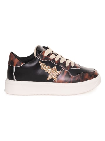 Twinset Sneakers zwart/lichtbruin/goudkleurig