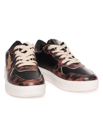 Twinset Sneakers zwart/lichtbruin/goudkleurig