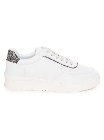 Twinset Leren sneakers wit/zwart/zilverkleurig
