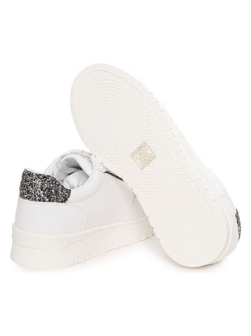 Twinset Leren sneakers wit/zwart/zilverkleurig
