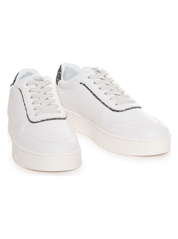 Twinset Leren sneakers wit/zwart/zilverkleurig