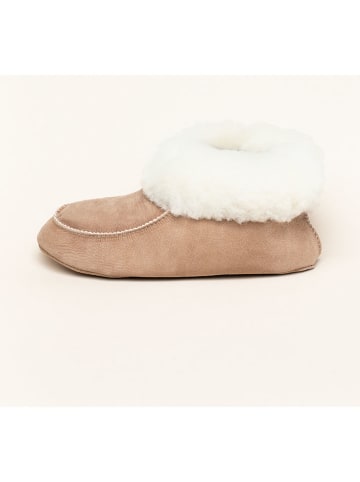 kitz-pichler Leder-Hüttenschuhe "Lammfell" in Hellbraun