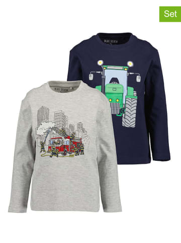 Blue Seven 2er Set: Longsleeves in Grau/ Dunkelblau
