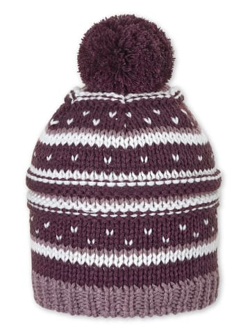 Sterntaler Gebreide muts met pompon paars