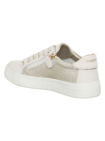 Patrizia Pepe Leren sneakers crème/goudkleurig
