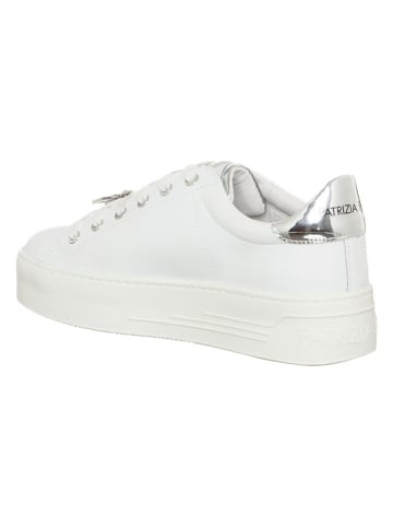 Patrizia Pepe Leren sneakers wit/zilverkleurig
