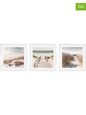 Ars Longa 3er-Set: Gerahmte Kunstdrucke "Coastal Landscape" - (L)70 x (B)70 cm