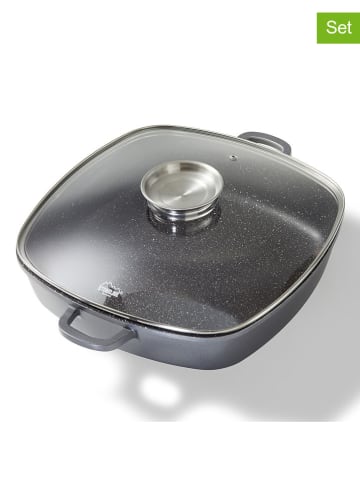 Stoneline 2tlg. Set: Servierpfanne in Grau - (L)32 x (B)32 cm