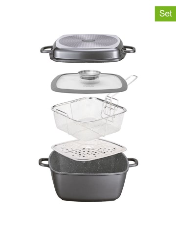 Stoneline 5tlg. Set: Bräter in Grau - (L)28 x (B)28 cm