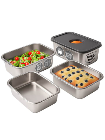 Stoneline 4er-Set: Edelstahl-Frischhaltedosen