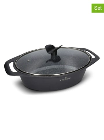Zwieger 2-delige set: braadslede met deksel zwart - 4,4 l
