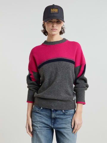 G-Star Sweter w kolorze antracytowo-różowym