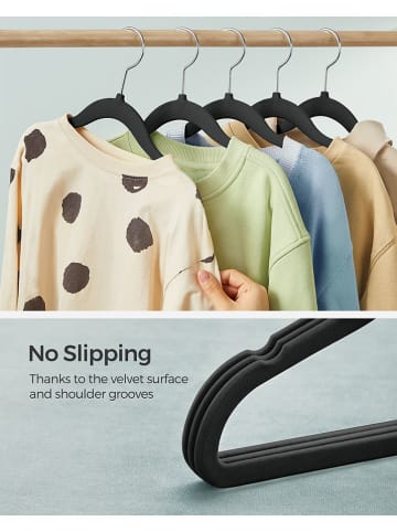 Songmics 50-delige set: kledinghangers zwart/zilverkleurig - (B)30 x (H)20,5 cm