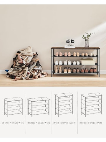 Songmics Schoenenrek bruin/zwart - (B)120 x (H)70 x (D)30 cm